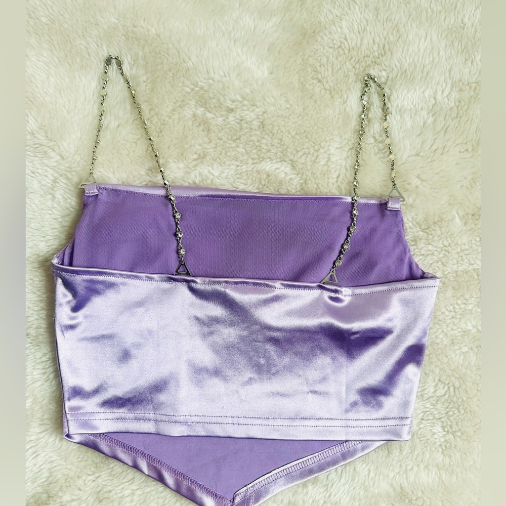 Lilac Chain Strap Satin party top - Picture 8 of 15